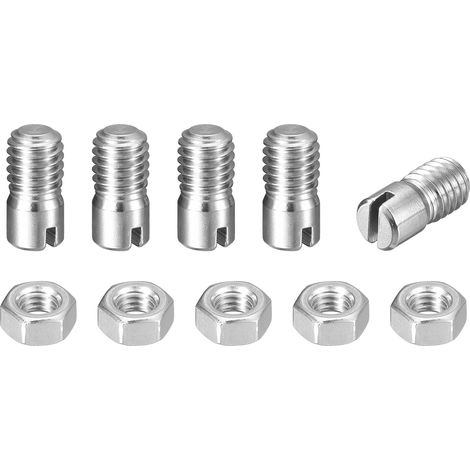 5pcs Goupilles Cylindriques avec Écrou, M6x10mm Goujon Cylindrique Fendu Fileté Externe 304 Acier Inoxydable Industriel Mécanique Chevilles Support d'Étagère Tige Fixation Meubles (1/5)