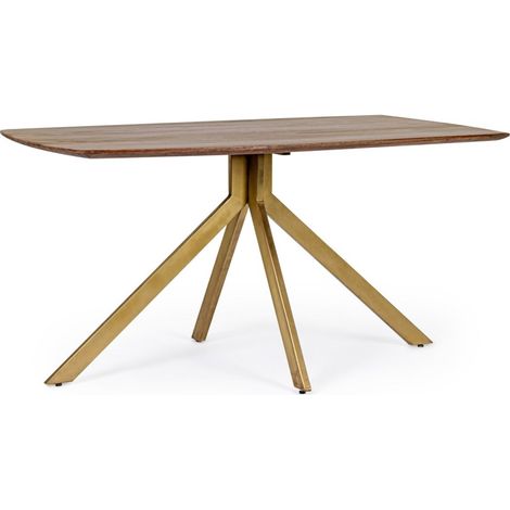 Tavolo Sherman rettangolare, con gambe, in legno di mango, stile vintage da 150 cm (1/5)