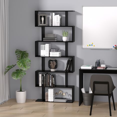 Estantería para Libros Moderna Librería con 6 Estantes para Comedor Salón Estudio 80x23x192 cm Negro (1/5)