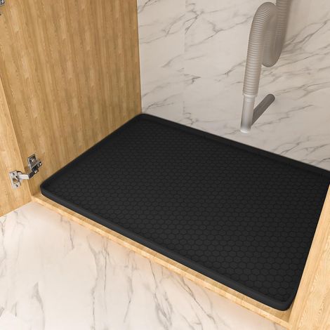 Ineasicer Tapis sous évier, Plateau étanche pour placard de cuisine, 86X56cm Revêtement sous évier flexible en silicone, Tapis de placard de cuisine et de salle de bain et prot(Nior)