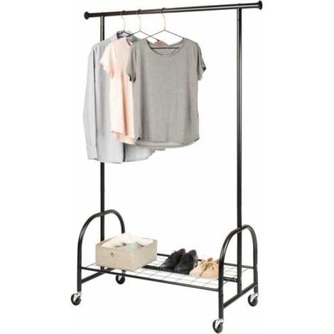 WENKO Appendiabiti nero, appendiabiti con ruote, con ripiano, Profi, 121x185x52 cm (1/5)