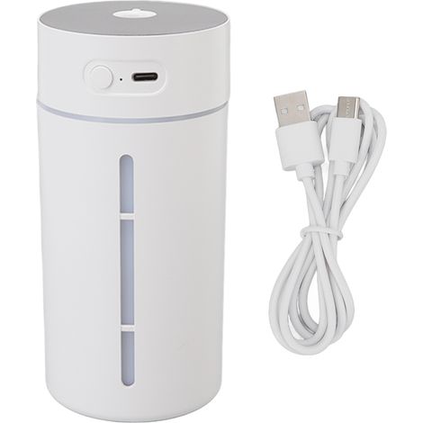 Mini humidificateur 250ml USB rechargeable avec lumière projecteur, niveau d'eau visible, pour chambre bureau voiture (1/5)