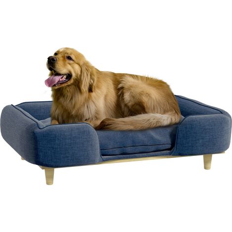 Cama Para Perros Cojín Para Perros Cesta Para Perros Sofá Para Perros Patas De Madera, Poliéster, Azul Oscuro, 96 X 66 X 24 Cm (1/5)