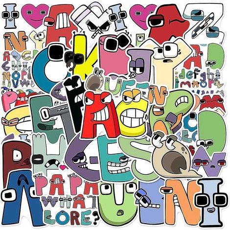 Set mit 50 Graffiti-Aufklebern mit Alphabet-Legenden, dekorative Aufkleber für Skateboards und Wasserflaschen (1/5)