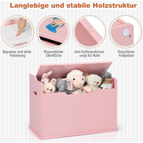 Scatola portagiochi con coperchio 2 in 1 con cuscino mobiletto portagiochi in legno con maniglie per il trasporto rosa 88323054 88323054 88323054 88323054 88323054 88323054 88323054 88323054 88323054
