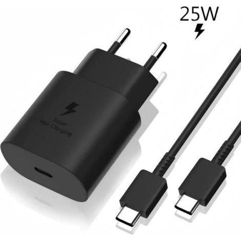 Chargeur Rapide 25W - - Noir (Câble inclus) - Compatible Samsung Galaxy A/S/Z (1/5)