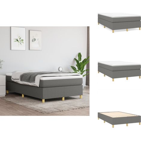 Bettgestell ohne Matratze Dunkelgrau 120x200 cm Stoff - Bettes Gestell - Doppelbett - Boxspringbetten - Lattenrost - Dunkelgrau (1/5)