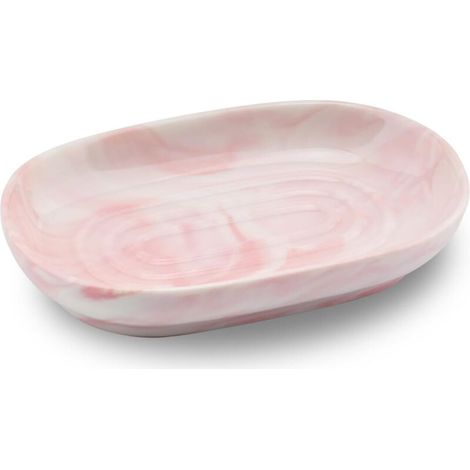 Seifenhalter aus Keramik, rutschfester Seifenhalter aus Marmor, Badezimmer-Seifenhalter, fester Seifenhalter für Küche, Badewanne, Waschbecken und Dusche (rosa)