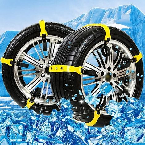 Ensemble de 10 chaînes à neige pour voiture, chaînes de sécurité universelles et réglables pour pneus de voiture, pour une traction d'urgence optimale sur neige et boue. (1/5)
