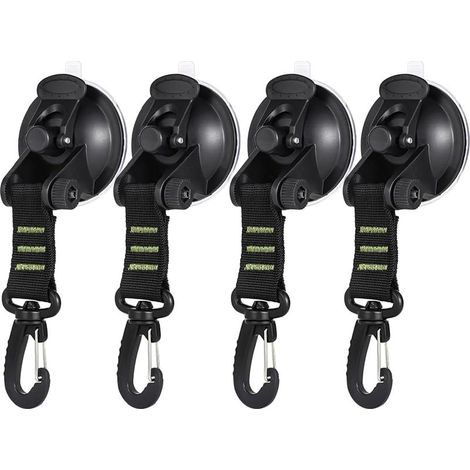 Anclaje con ventosa de 4 piezas con gancho de sujeción, gancho con ventosa para coche, accesorio para tienda de campaña lateral de coche, lona de camping, para coche, barco, camping, tienda de campaña (1/5)