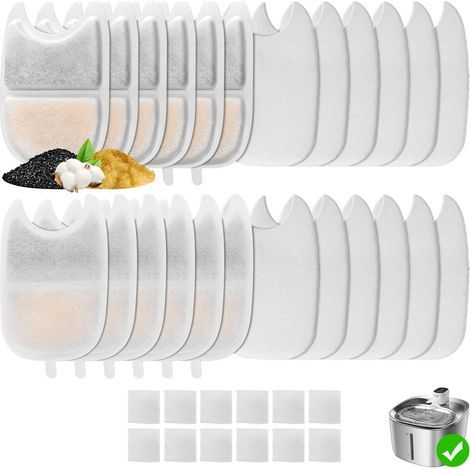 Vakuum-Lot de 12 filtres pour fontaine à eau pour chat – Compatible FEELNEEDY 135 FL oz/4L – Élimine poils et métaux lourds – Maintient l'eau fraîche - YPD-C004 (1/5)