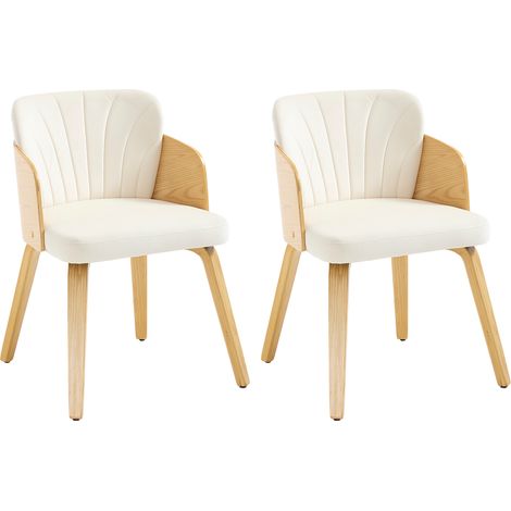 Sedie Sala da Pranzo in Velluto Set di 2 Sedia da Cucina con Schienale e Braccioli per Cucina, Gambe in Legno, Beige, chairus (1/5)