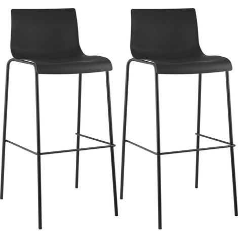 2er Set Barhocker Hoover Kunststoff 4-Fuß Gestell schwarz schwarz (1/5)