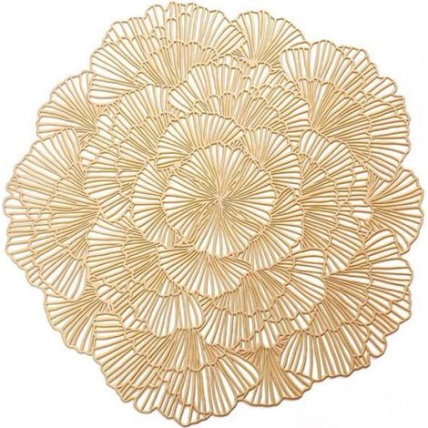 Lot de 4 Sets de table, sets de napperon roses, tapis de table, or creux,38 cm (1/5)