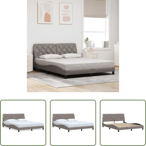 Matelas - Cadre de lit sans matelas taupe 160x200 cm tissu (1/5)