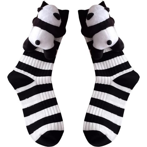Panda Chaussettes  Chaussettes chauffantes design panda, respirantes antidérapantes design animal 3D  pour femmes mères adultes unisexe hiver temps froid sol Noël anniversaire (1/5)