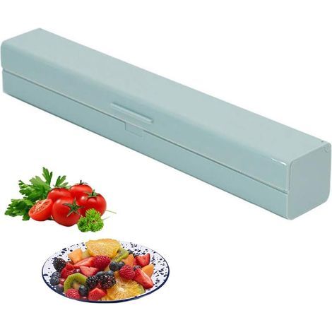 Distributeur de Film étirable, Dérouleur Coupe-Film Papier, 5 x 5 x 32 cm Plastique PP Dérouleur Coupe-Film Papier pour Film Alimentaire, Feuille d'étain, Cuisine à Domicile, Restaurant (Vert)-
