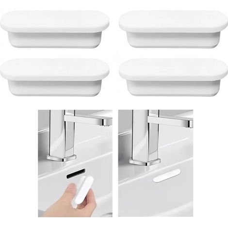Bouchon de trop-plein ovale en gel de silice - Anneau de trop-plein universel - Pour cuisine, salle de bain