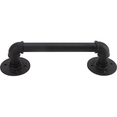 Poignée de porte simple style industriel rétro européen en fer noir, décorative et pratique, pour porte de grange à la maison (1/5)