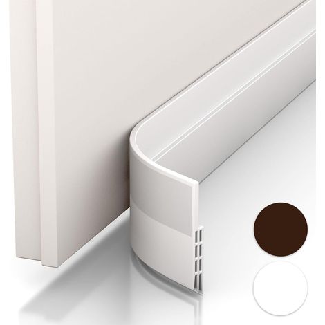 Bas de porte anti-courant d'air & étanchéité porte - NOUVEAU bas de porte isolant, idéal pour l'isolation contre le froid, le bruit & l'humidité (2 x blanc)