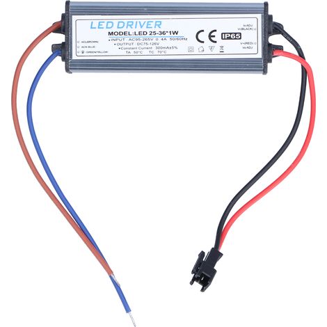 LED-Treiber-Transformator für DIY-Lampen, Netzteil AC 95–265 V, DC 75–126 V, 25–36 x 1 W, 300 mA (1/5)