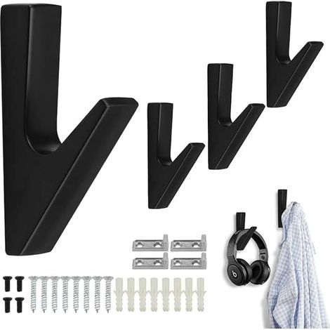 4 pièces porte-manteau mural moderne, patère murale pour vestes et manteaux avec vis de fixation (1/5)