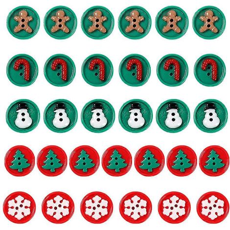 50 boutons décoratifs en résine pour Noël (bonhomme de neige, sapin, flocons de neige) - Accessoires DIY-M (1/3)