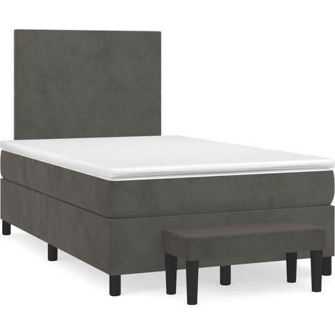 Maison Exclusive - Giroletto a Molle con Materasso Grigio Scuro 120x200 cm Velluto (1/5)