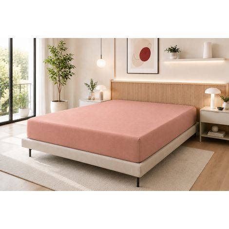 Drap Housse 140 x 190 cm Vieux Rose – 100% Coton 57 Fils/cm² (1/3)