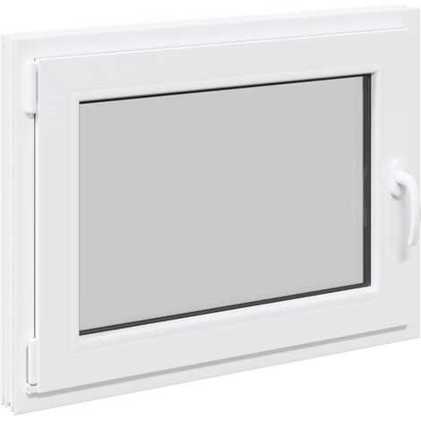 Ventana de sótano RISOR 80 x 70 cm PVC y vidrio Blanco vidaXL