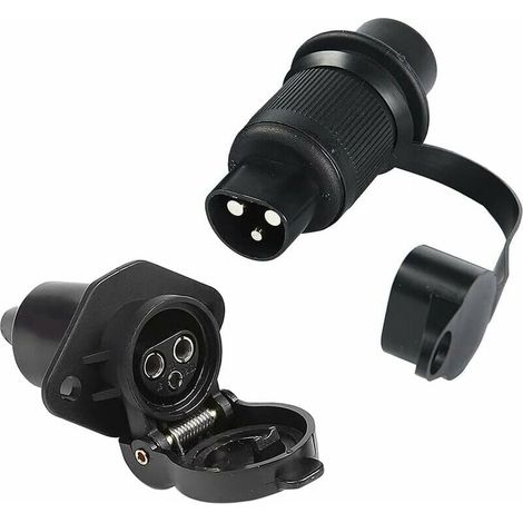 VURAHOME - Prise Remorque 3 Broches et Fiche pour Remorque 12V, Prise Électrique 3 Broches Femelle Connecteur Prise Attelage Remorque Male 3 Broches Étanche pour Machines Agricoles, Camions, Bateaux (1/5)