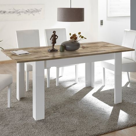 Mesa cocina extensible blanca brillante madera 90x137-185cm Dyon Basic (1/5)