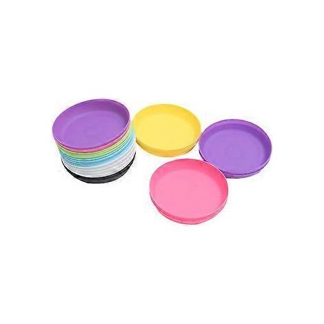 Set mit 20 runden Untersetzern aus Kunststoff für Sukkulenten-Blumentöpfe, ideal für Garten oder Balkon (Farbe zufällig). (1/2)