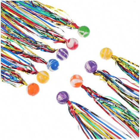 20 boules étoiles comètes : Boules en caoutchouc rebondissantes à pompons colorés pour jouet d'animal de compagnie ou cadeaux de fête (1/5)