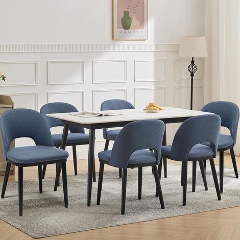 Lot de 6 Chaises de Salle à Manger Design Moderne - Assise Rembourrée et Pieds en Bois - Style Scandinave (1/5)
