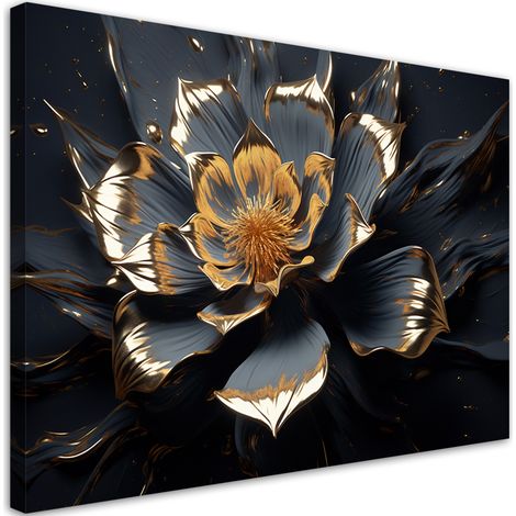 Tableau sur toile Fleur d'or abstraite 3D 60x40 (1/5)