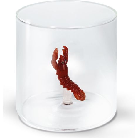WD LifeStyle Bicchiere Vetro Borosilicato Cc 250 ml Decoro Aragosta