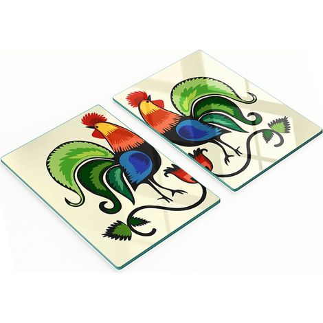 Tablas de vidrio decorativas multifuncionales para cocina con dise帽o de gallo, 2x40x52 cm.
