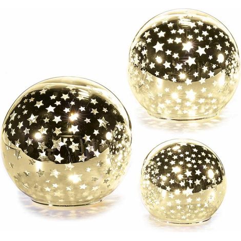 Lampade da Tavolo Dorate Sferiche in Metallo con Stelle e Luce Led - Idea Regalo (1/4)