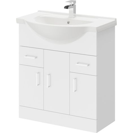 Alexander James Gloss White 750mm Vanity Unit and Basin with 1 Tap Hole (1/5)