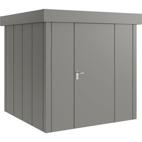 Hörmann Metall-Gerätehaus "Juno" mit Flachdach, JFD5 - Design, 214 x 214 cm (B x T), graualuminium, 1-flüglige Tür, Anschlag rechts (1/5)
