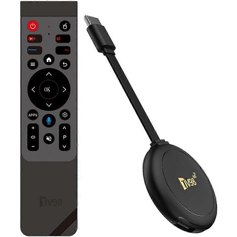 Boîtier TV Android 14 8K TV98 ATV Allwinner H313 Quad Core 2,4/5 GHz Double Wi-Fi BT5.0 Lecteur intelligent avec commande vocale HD (1/5)