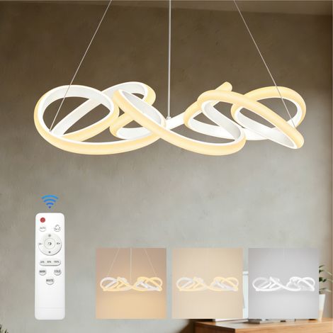doporro Hängelampe Esstisch 52 cm,Pendelleuchte 67W mit Fernbedienung, Moderne dimmbare Hängeleuchte LED für Küche, Wohnzimmer & Esszimmer, Alivetta25040, Weiß (1/5)