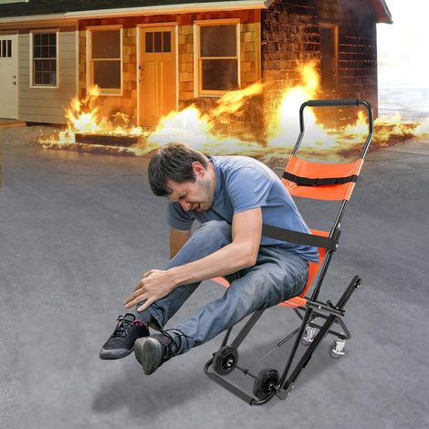 EMS-Treppenstuhl, Treppensteiger Rollstuhl Faltbare Alu mit 159kg Tragkraft, Multifunktional Notfall-Treppensteigrollstuhl für Pflegeheimen, Feuerwehren, Rettungsdiensten, 8348156cm, Orange