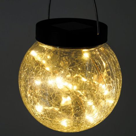 Ensemble lampes solaires suspendues mosaïque verre blanc chaud – Esotec 102314 – Parfait pour tonnelle, pergola ou cabanon