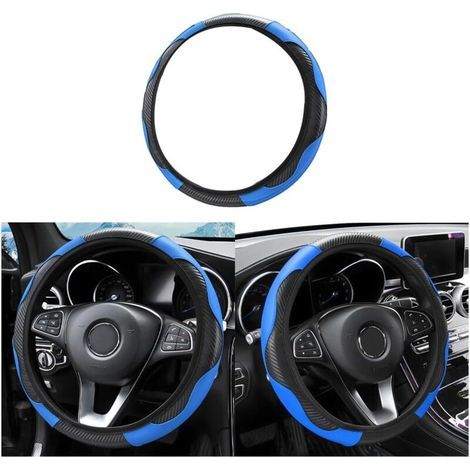 Car Steering Wheel Cover, Soft Microfiber Leather Steering Wheel Cover, Breathable Microfiber Leather Steering Wheel Cover, Non-slip Breathable Steering Wheel Cover for Sedan, Van, Truck, SUV (Blue) (1/5)