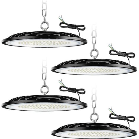 LED High Bay lumière 100W, 15000LM, Projecteur LED Intérieur, Blanc Froid 6000K-6500K, IP65 Étanche Eclairage Atelier, Led Industriel pour Garage/Usine/Atelier/Parkings/Gymnase(100W, 4 Pack) (1/5)