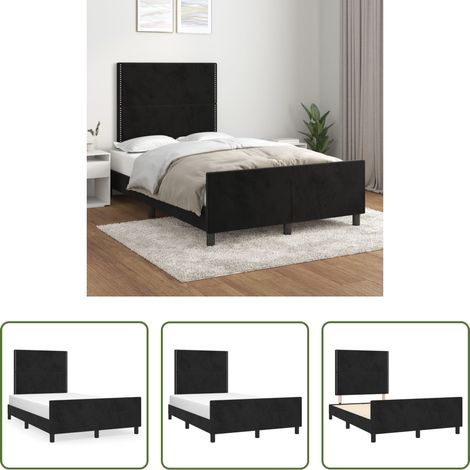 Kopfteil - Bettgestell ohne Matratze Schwarz 120x200 cm Samt (1/5)