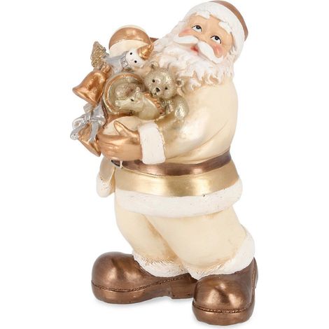 Babbo Natale statuetta in poliresina color oro per decorazione natalizia -Seduto (1/3)