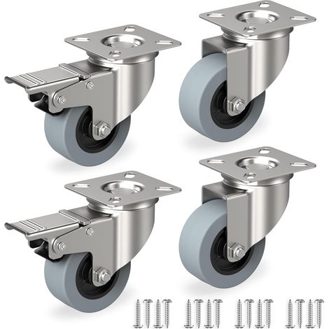 Jeu de 4 Roulettes pour meubles 50 mm, 35 kg/roue (1/5)